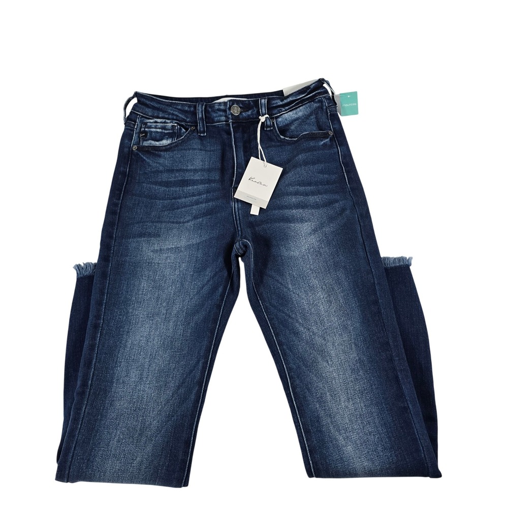 KanCan‎ Maurices Womens High Rise Skinny Jeans Dark Wash Distressed Hem 27x28